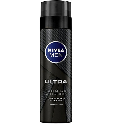 Черный гель для бритья Nivea Men Ultra, 200 мл