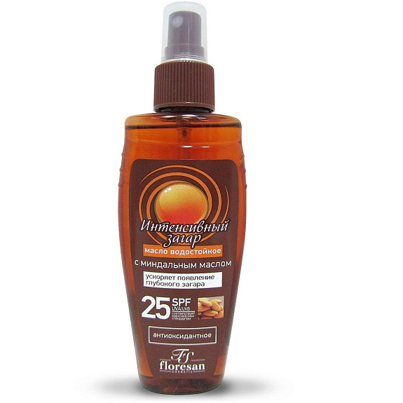 Водостойкое масло Интенсивный загар SPF25 Солярис Floresan, 150 мл