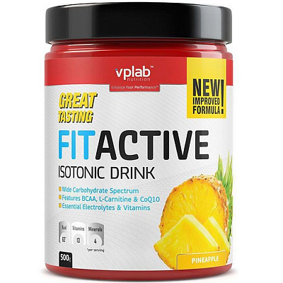 Fitactive Isotonic Drink изотонический напиток с витаминами и минералами со вкусом ананаса Vplab, 500 г