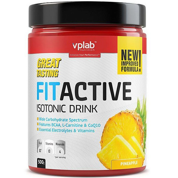 Fitactive Isotonic Drink изотонический напиток с витаминами и минералами со вкусом ананаса Vplab, 500 г