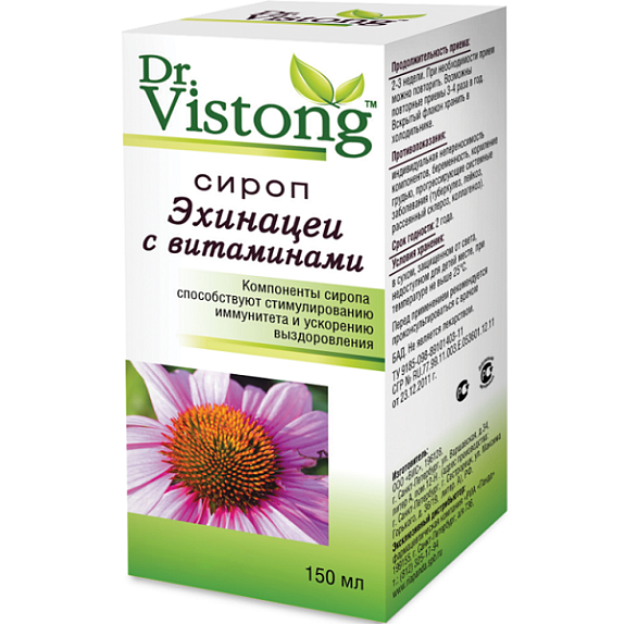 Сироп эхинацеи с витаминами Dr.Vistong для иммунитета, 150 мл