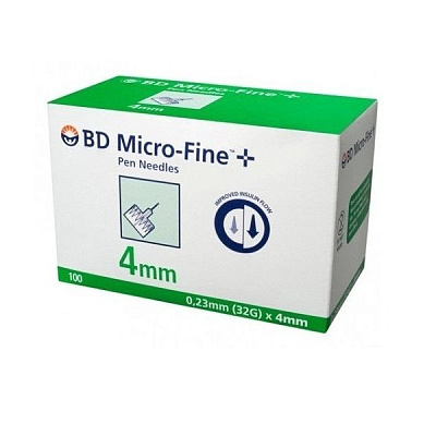 Одноразовые иглы BD Micro-Fine плюс для шприц-ручки 0,23х4 мм, 100 шт