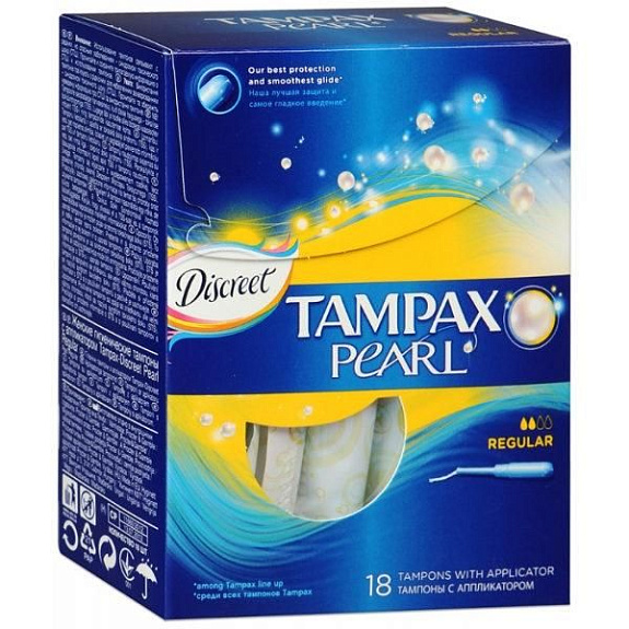 Тампоны Discreet Pearl Regular Duo с аппликатором Tampax, 18 шт