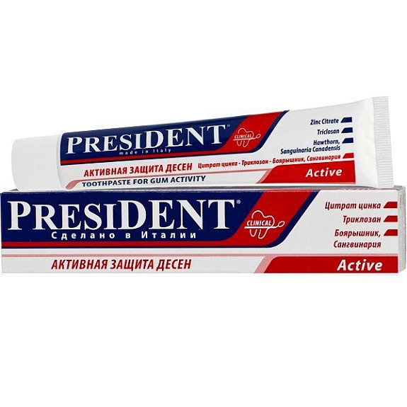 Зубная паста President Active против кровоточивости десен, 100 мл