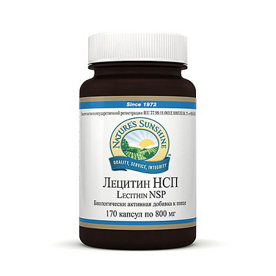Лецитин, Натуральный препарат для улучшения зрения, NSP, 800 мг, 170 капсул