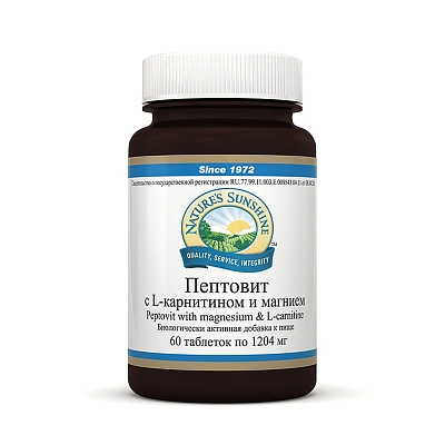 Пептовит с L-карнитином и магнием, Легкоусвояемый белок, NSP, 1204 мг, 60 таблеток