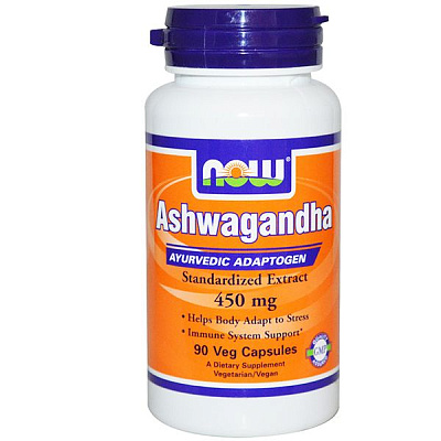 Ashwagandha, Ашваганда, Now Foods, 450 мг, 90 капсул