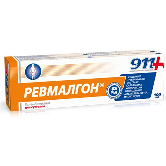 Гель-бальзам для суставов При подагре, артрозе и подагре Ревмалгон 911, 100 мл