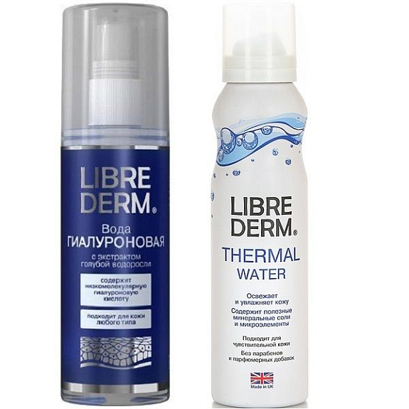 Набор для ухода за лицом Librederm, гиалуроновая вода 120 мл + термальная вода 125 мл