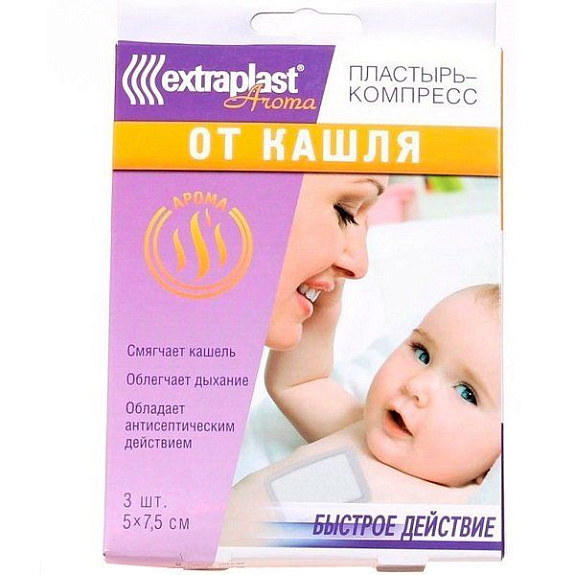 Гелевый пластырь-компресс от кашля Extraplast, 3 шт