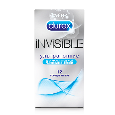 Презервативы ультратонкие invisible Durex, 12 шт