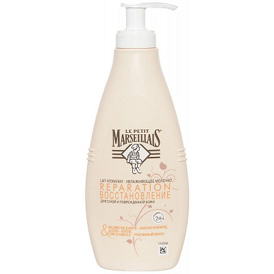 Питательное молочко для тела карите алое и пчелиный воск для очень сухой и поврежденной кожи Le Petit Marseillais, 250 мл