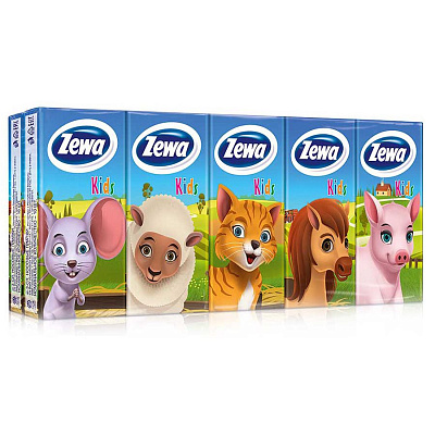 Носовые платки детские бумажные Zewa, 10 х 10 шт
