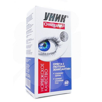 УНИК Омега-3 с лютеином и зеаксантином 700 мг, 60 капсул