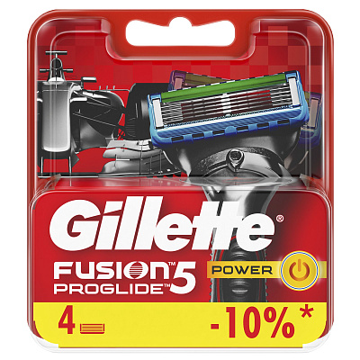 Сменные кассеты для бритья Gillette Fusion ProGlide Power, 4 шт