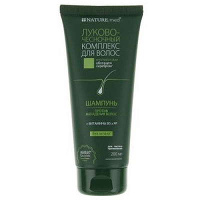 Шампунь луково-чесночный против выпадения волос Nature.med, 200 мл