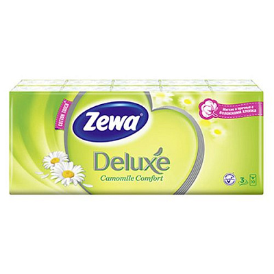 Носовые платки Deluxe camomile comfort Zewa, 10 х 10 шт
