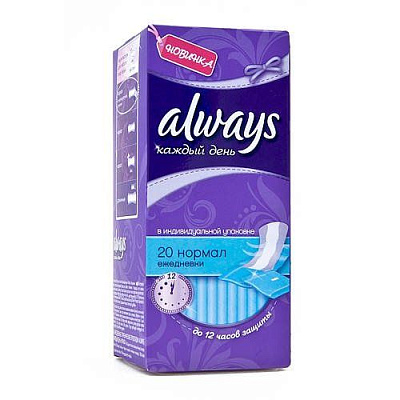 Прокладки ежедневные Normal в индивидуальной упаковке Always, 20 шт