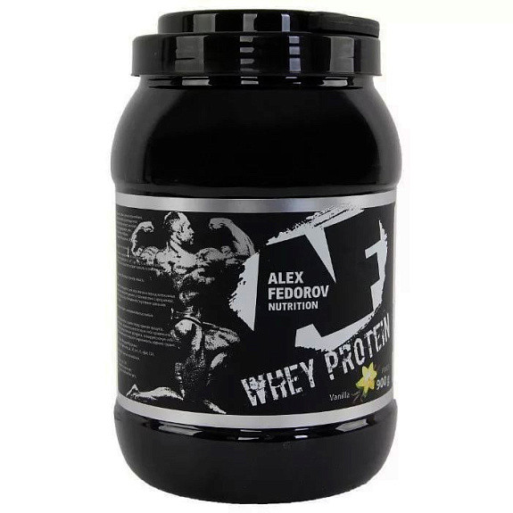 Сывороточный протеин Whey Protein со вкусом ванили и витаминами Alex Fedorov Nutrition, 900 г