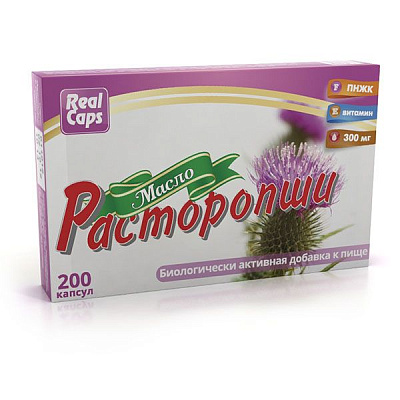 Масло расторопши RealCaps для защиты печени 0,3 г, 200 шт