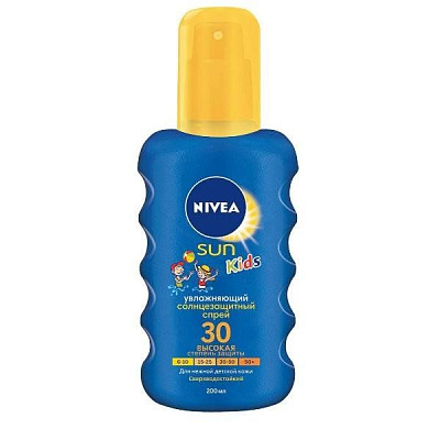 Спрей солнцезащитный цветной SPF 30 Nivea Sun Kids, 200 мл