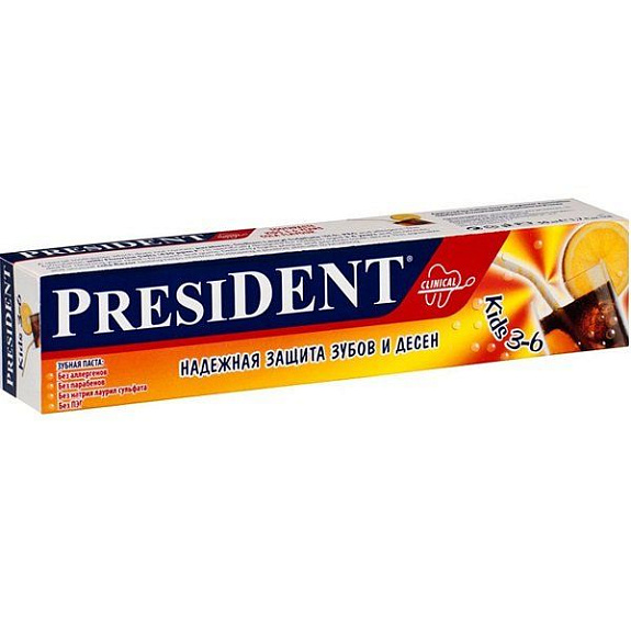 Детская зубная паста President Kids со вкусом колы от 3 до 6 лет, 50 мл