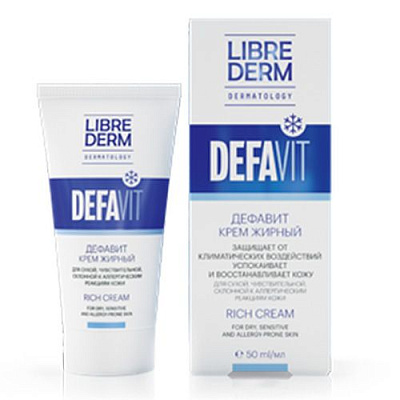 Дефавит (defavit) восстанавливающий и успокаивающий витаминный крем жирный Librederm, 50 мл
