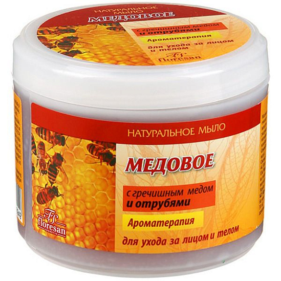 Мыло натуральное медовое для ухода за лицом и телом Floresan, 450 мл