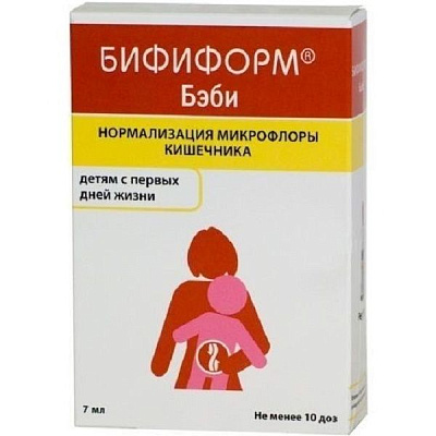 Детские капли Бифиформ Бэби для нормализации микрофлоры кишечника, 7 мл