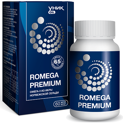 Romega 15 Premium омега-3 из икры норвежской сельди 500 мг, 60 капсул
