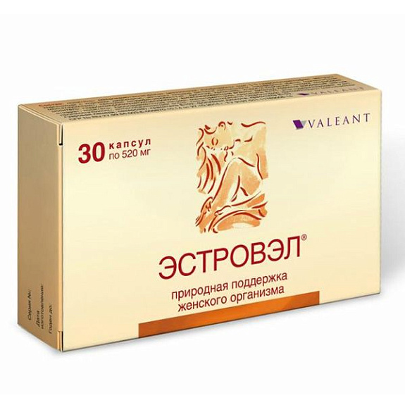 Эстровэл При климаксе и цистите Valeant, 520 мг, 30 капсул