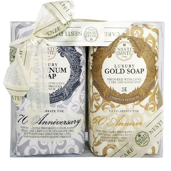 Набор мыла юбилейное платиновое и золотое 250 г. Nesti Dante, 2 шт