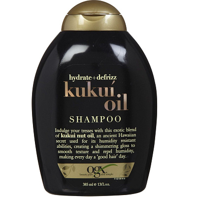 Шампунь для увлажнения и гладкости волос с маслом гавайского ореха (кукуи) OGX, 385 мл