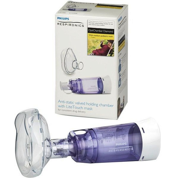 Спейсер Philips OptiChamber Diamond HH1331/00 с детской маской размер M (устройство для использования с аэрозольными ингаляторами)