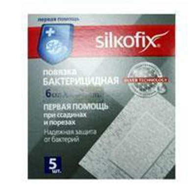 Повязка бактерицидная на нетканой основе 8.25 x 6 см Silkofix, 5 шт