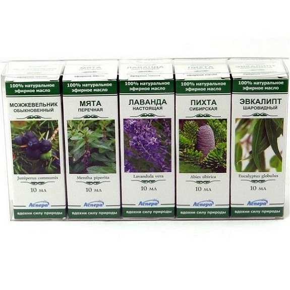 Набор эфирных масел для бани Аспера (можжевельник, мята, лаванда, пихта, эвкалипт) 10 мл, 5 шт