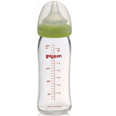 Бутылочка с широким горлом (премиальное стекло) Pigeon 240 мл