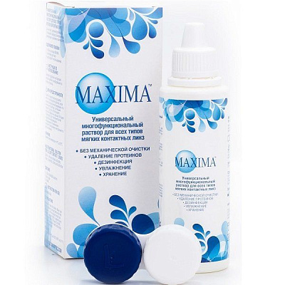 Раствор для ухода за контактными линзами универсальный Maxima, 100 мл + контейнер