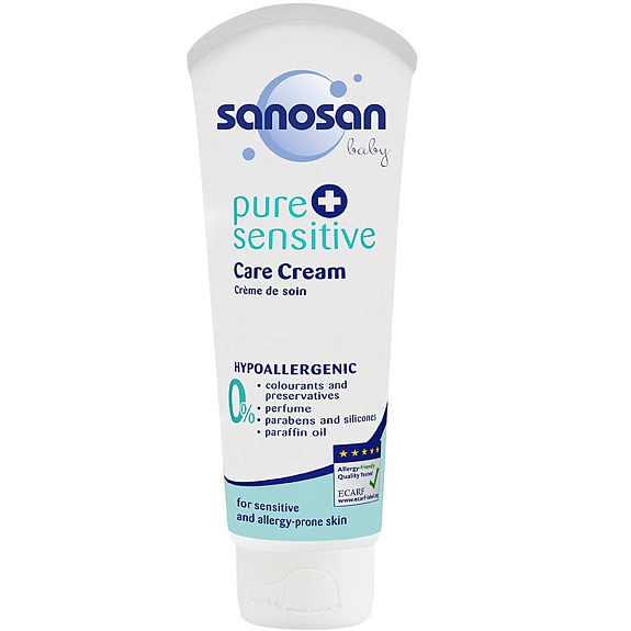 Крем детский Sanosan Pure+ Sensitive для ухода за чувствительной и аллергической кожей, 100 мл