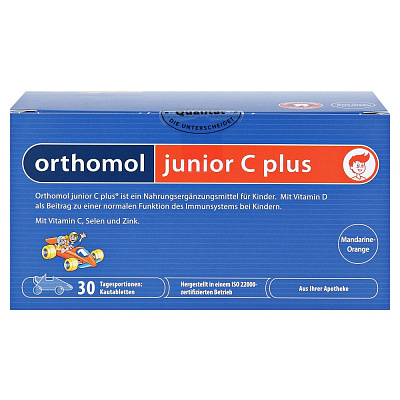 Orthomol Junior C plus Сила иммунитета на страже здоровья Вашего ребенка Ортомол Джуниор C плюс, жевательные таблетки на 30 дней
