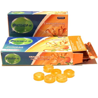 Пастилки от кашля Фитолор-М со вкусом апельсина, 18 шт