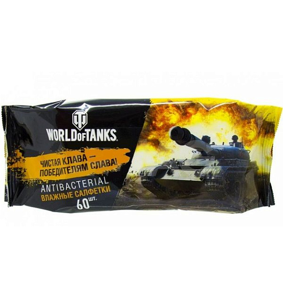 Влажные очищающие антибактериальные салфетки World of Tanks, 60 шт