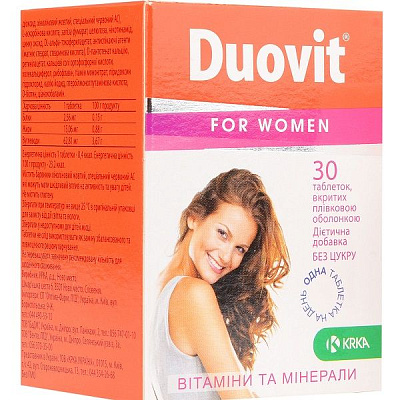 Витаминно-минеральный комплекс для женщин Дуовит, 30 шт