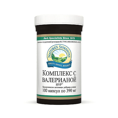 Комплекс с валерианой HVP, Снимает волнение и нервное напряжение, NSP, 390 мг, 100 капсул