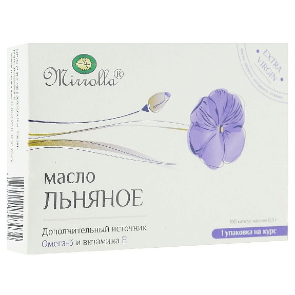 Масло льняное 0,3 г. Мирролла капсулы, 100 шт