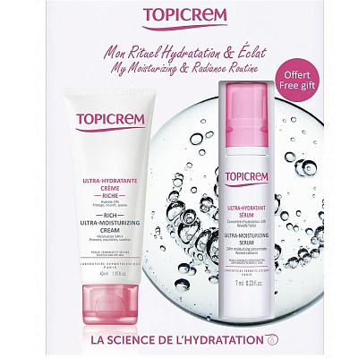 Набор для лица Topicrem (крем ультра-увлажняющий насыщенный, 40 мл + сыворотка ультра-увлажняющая, 7 мл)