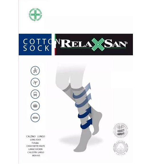 Компрессионные мужские гольфы Relaxsan Cotton Socks 18-22 mmHg черного цвета, размер 5