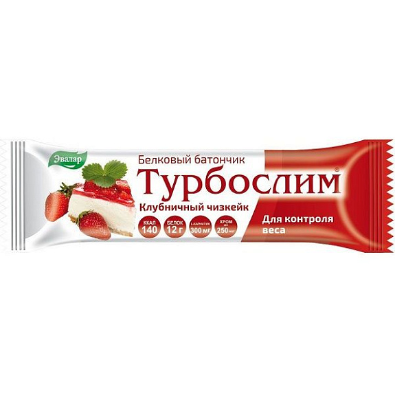 Белковый батончик для похудения Турбослим Эвалар Клубничный чизкейк, 50 г