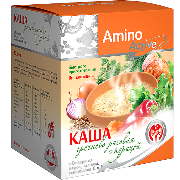Каша гречнево-рисовая с курицей без глютена Amino Active Арт Лайф, 10 шт