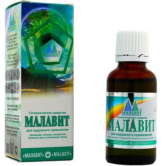 Средство для наружного применения Малавит, включая слизистые ЛОР и гениталий, 30 мл